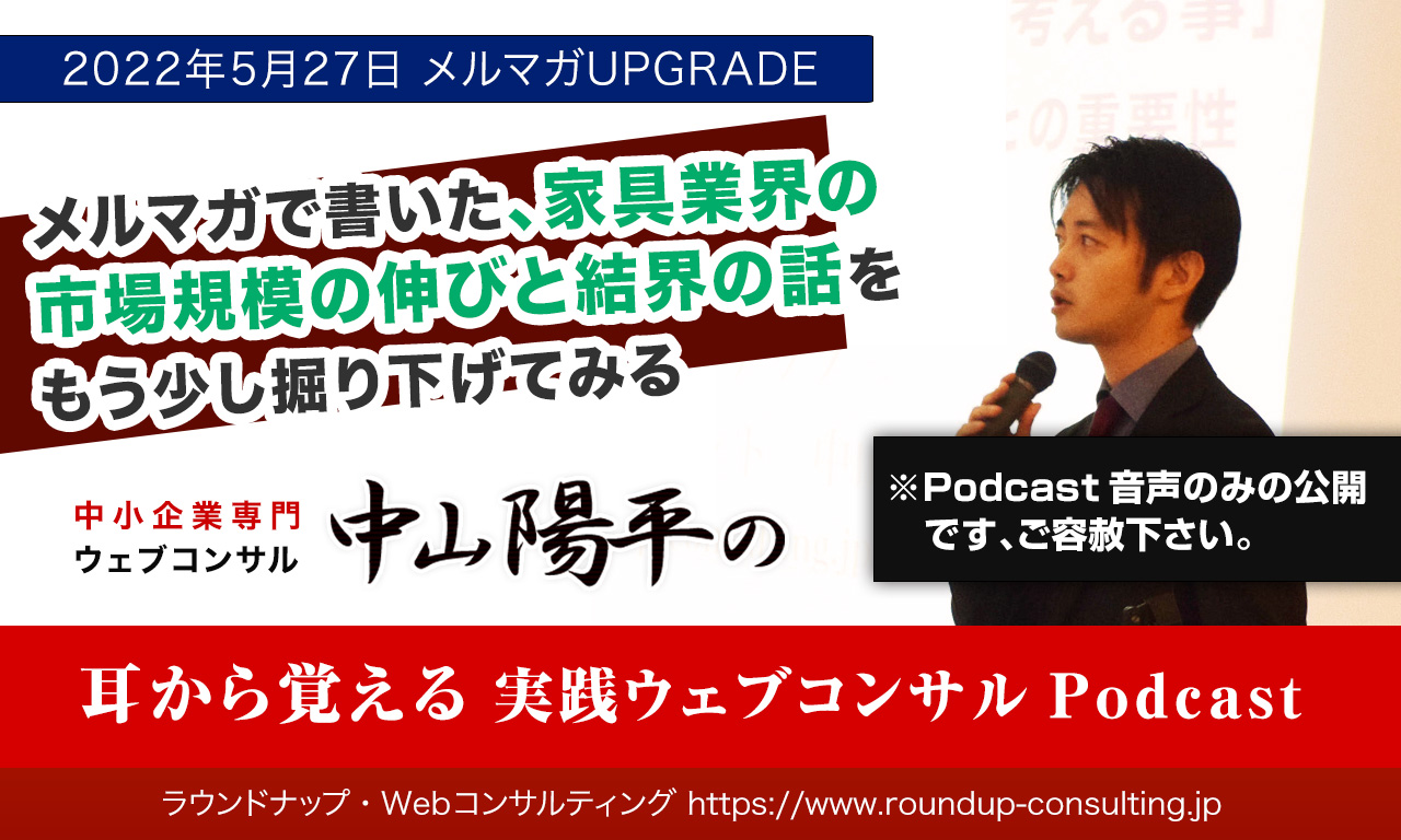 [22/05/27]家具業界の市場規模の伸びと結界の話をもう少し掘り下げてみる